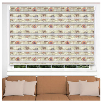 Zebra Blinds for Windows and Doors with Dual Shade, Horizontal Stripes, Blinds for Home & Office (Customized Size, Small Flower)