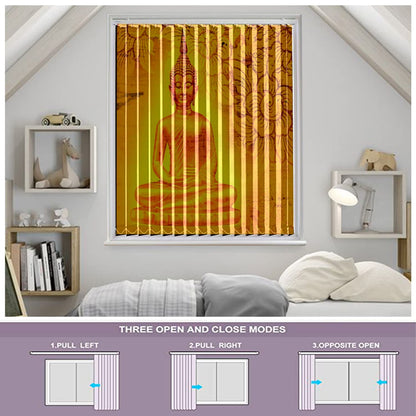 Vertical Blinds for Windows,French Door and Sliding Door Blinds for Smart Home Office, (Customized Size, Yellow Buddha)