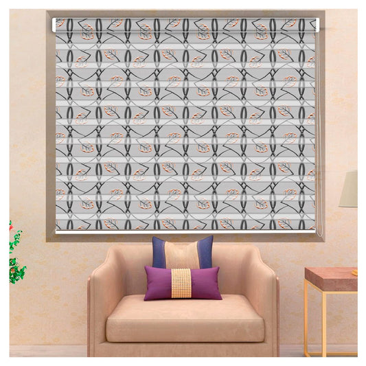 Zebra Blinds for Windows and Doors with Dual Shade, Horizontal Stripes, Blinds for Home & Office (Customized Size, Leaf Chain Design)