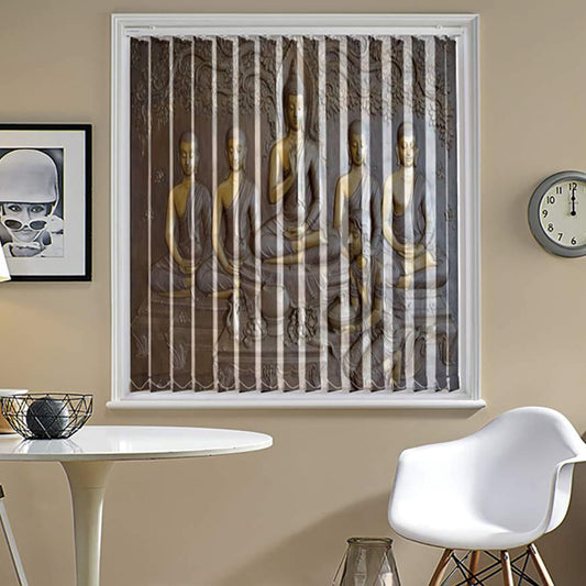 Vertical Blinds for Windows,French Door and Sliding Door Blinds for Smart Home Office, (Customized Size, Sitting Buddha)