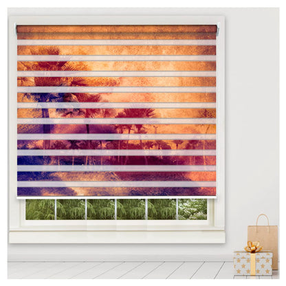 Zebra Blinds for Windows and Doors with Dual Shade, Horizontal Stripes, Blinds for Home & Office (Customized Size, Nature Scenery)