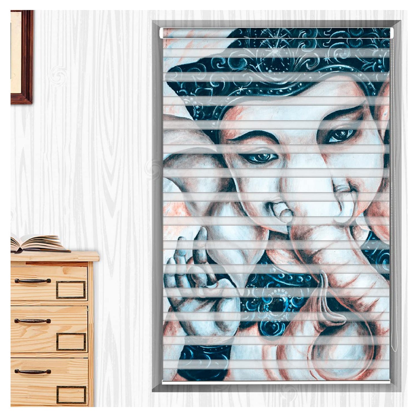 Zebra Blinds for Windows and Doors with Dual Shade, Horizontal Stripes, Blinds for Home & Office (Customized Size, Ganesha Face)