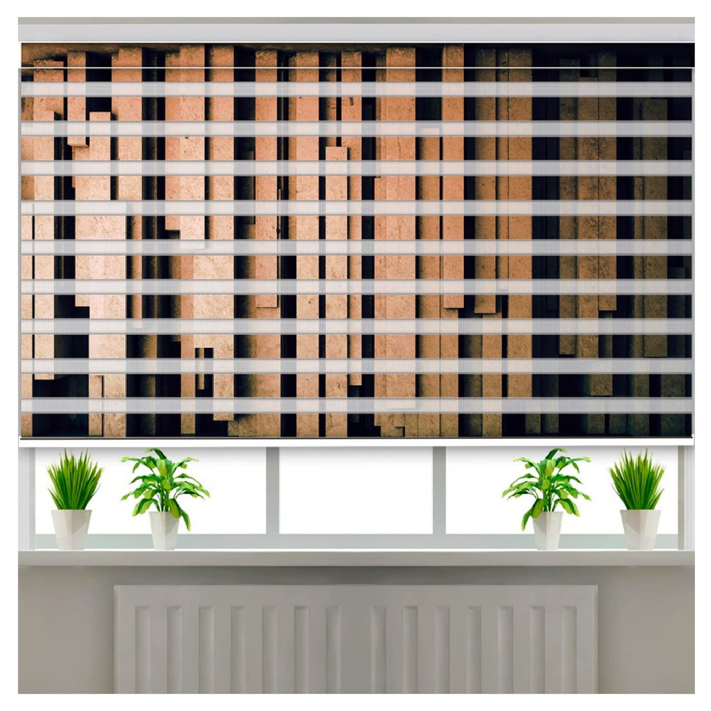 Zebra Blinds for Windows and Doors with Dual Shade, Horizontal Stripes, Blinds for Home & Office (Customized Size, Abstract Art)