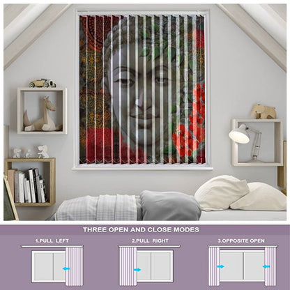 Vertical Blinds for Windows,French Door and Sliding Door Blinds for Smart Home Office, (Customized Size, Buddha Face)