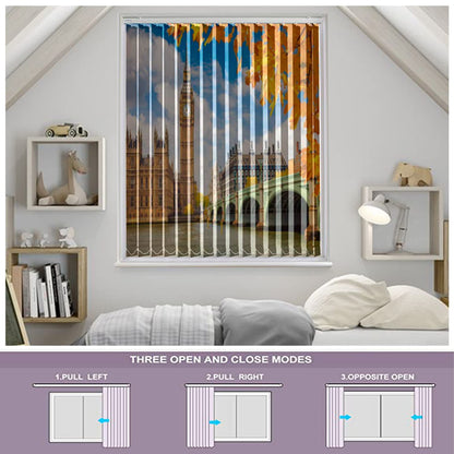 Vertical Blinds for Windows,French Door and Sliding Door Blinds for Smart Home Office, (Customized Size, Big Ben Tower)
