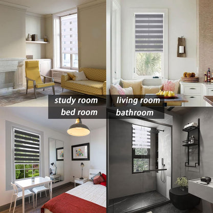 Zebra Blinds for Windows and Doors with Dual Shade, Light Control Blinds for Home & Office (Customized Size, 7046-Brown)