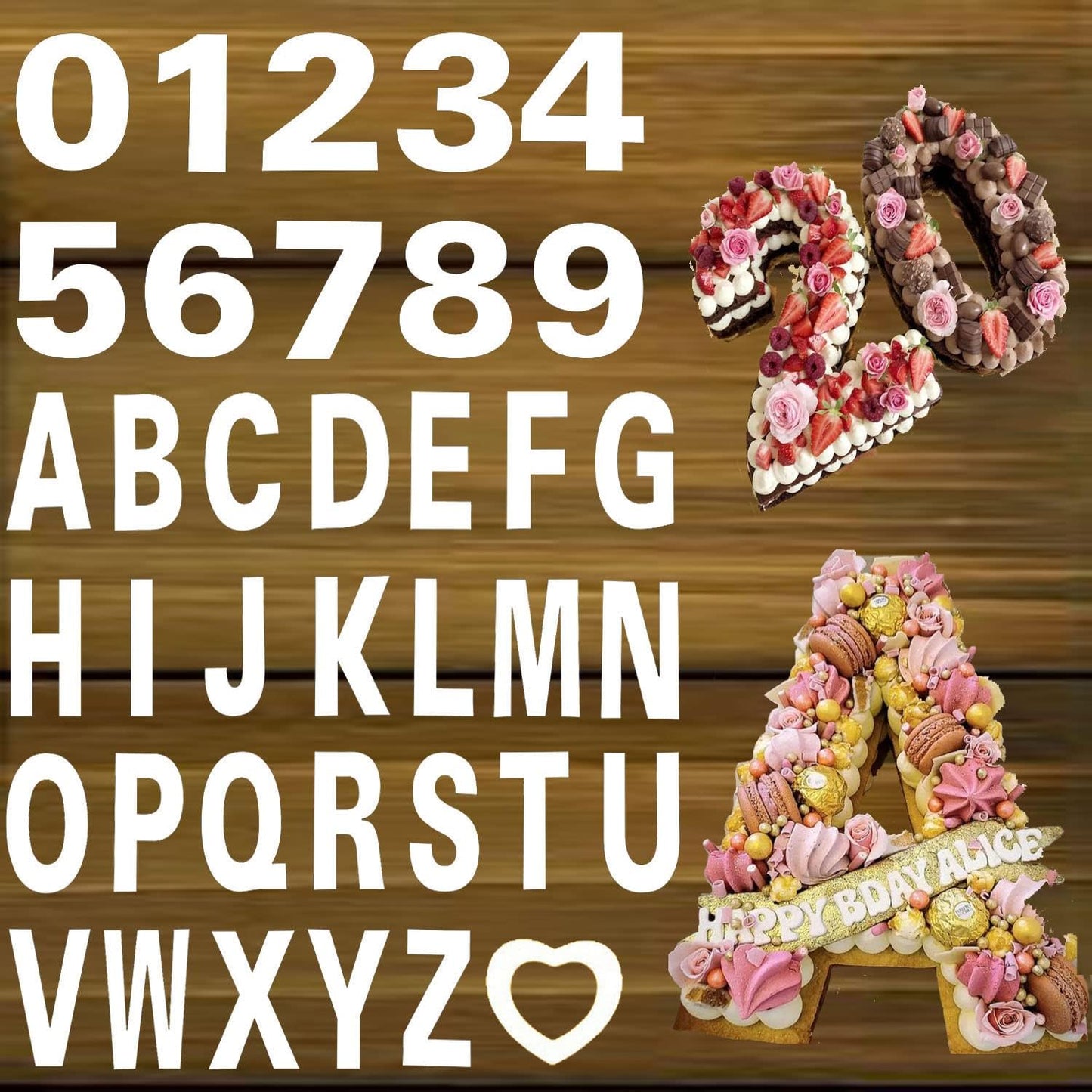 A to Z Alphabet Letter & 0-9 Number Cake Stencils -8 inches (Pack of 1)