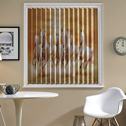 Vertical Blinds for Windows,French Door and Sliding Door Blinds for Smart Home Office, (Customized Size, Seven Running Horses)
