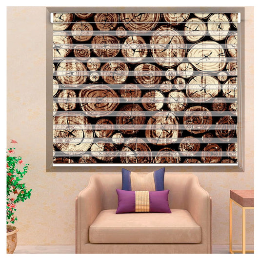 Zebra Blinds for Windows and Doors with Dual Shade, Horizontal Stripes, Blinds for Home & Office (Customized Size, Wooden Art)