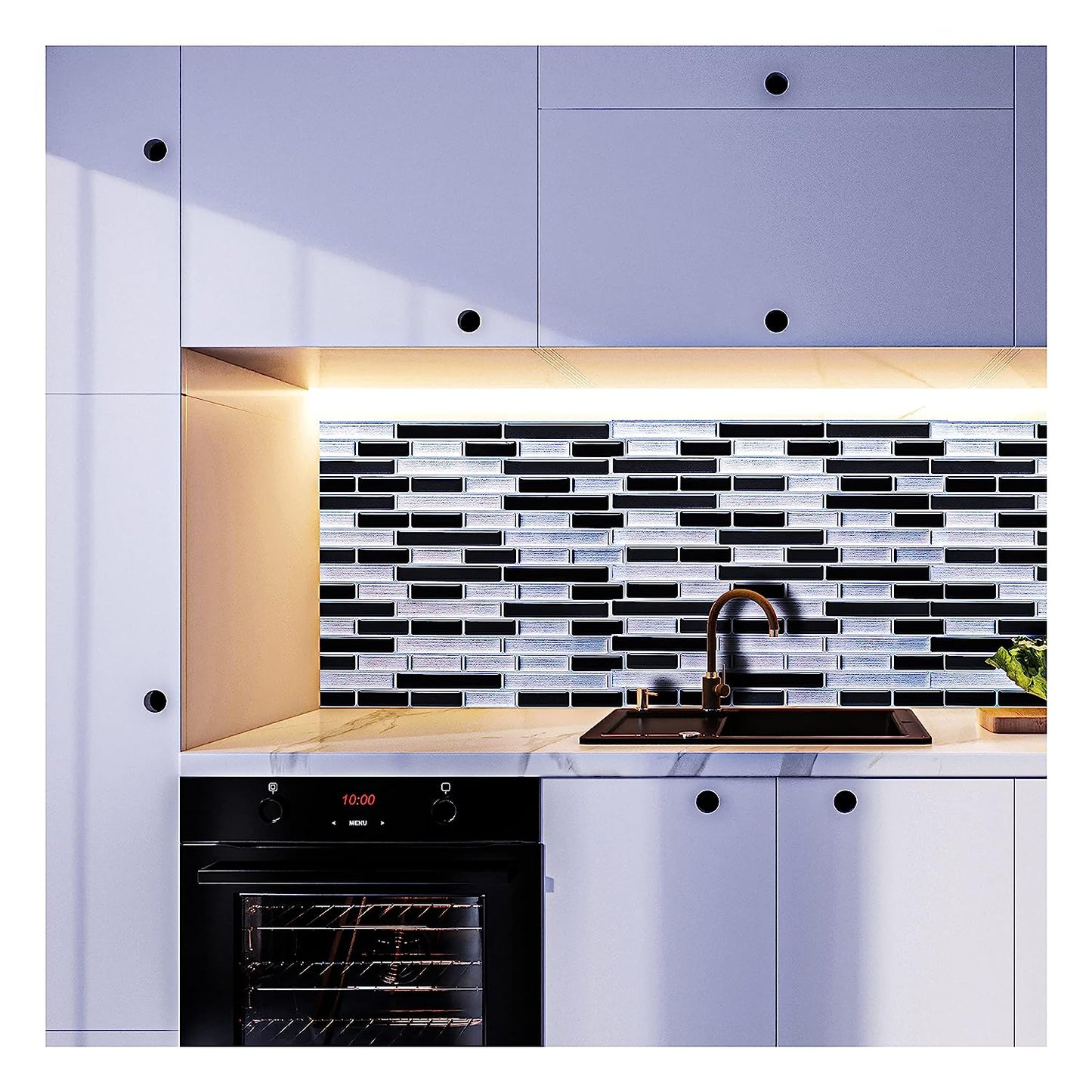 Tiles Peel and Stick Kitchen Stickers for Wall Tiles for Kitchen Backsplash, Size-27.9 cm x 23.4 cm (Set of 10)