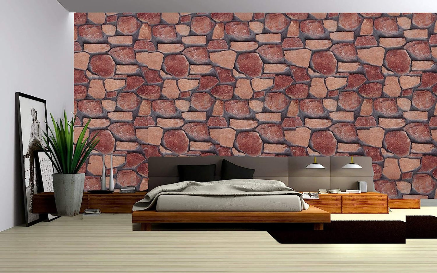 3D Latest Stone Design Light Brown Wallpaper Roll for Home Walls 57 Sq Ft (0.53m or 21 Inches x 10m or 33 Feet)