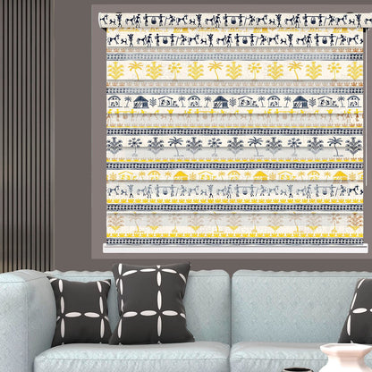 Zebra Blinds for Windows and Doors with Dual Shade, Horizontal Stripes, Blinds for Home & Office (Customized Size, Geometric Pattern2)
