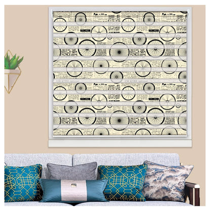 Zebra Blinds for Windows and Doors with Dual Shade, Horizontal Stripes, Blinds for Home & Office (Customized Size, Wheels Art Design)