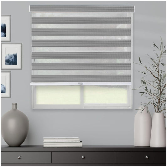 Zebra Blinds for Windows and Doors with Dual Shade, Light Control Blinds for Home & Office (Customized Size, 7047-Dark Grey)