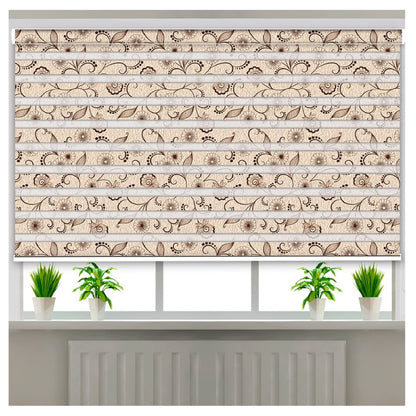 Zebra Blinds for Windows and Doors with Dual Shade, Horizontal Stripes, Blinds for Home & Office (Customized Size, Floral)