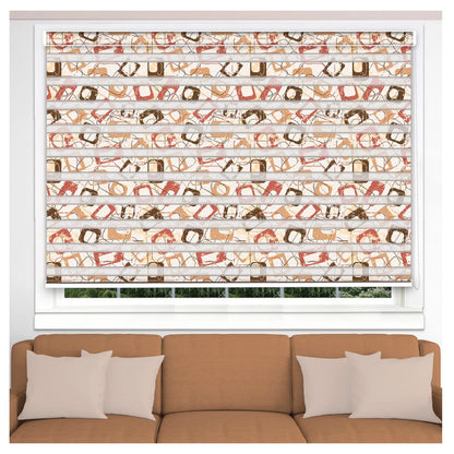 Zebra Blinds for Windows and Doors with Dual Shade, Horizontal Stripes, Blinds for Home & Office (Customized Size, Geometric Pattern)