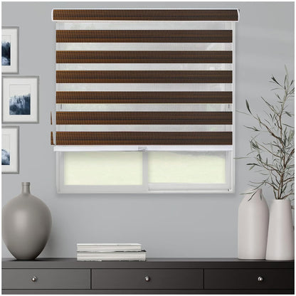 Zebra Blinds for Windows and Doors with Dual Shade, Light Control Blinds for Home & Office (Customized Size, 7007-Ink Black)