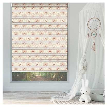 Zebra Blinds for Windows and Doors with Dual Shade, Horizontal Stripes, Blinds for Home & Office (Customized Size, Petals Art Design)