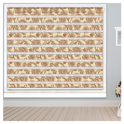 Zebra Blinds for Windows and Doors with Dual Shade, Horizontal Stripes, Blinds for Home & Office (Customized Size, 3D Floral Print Design)