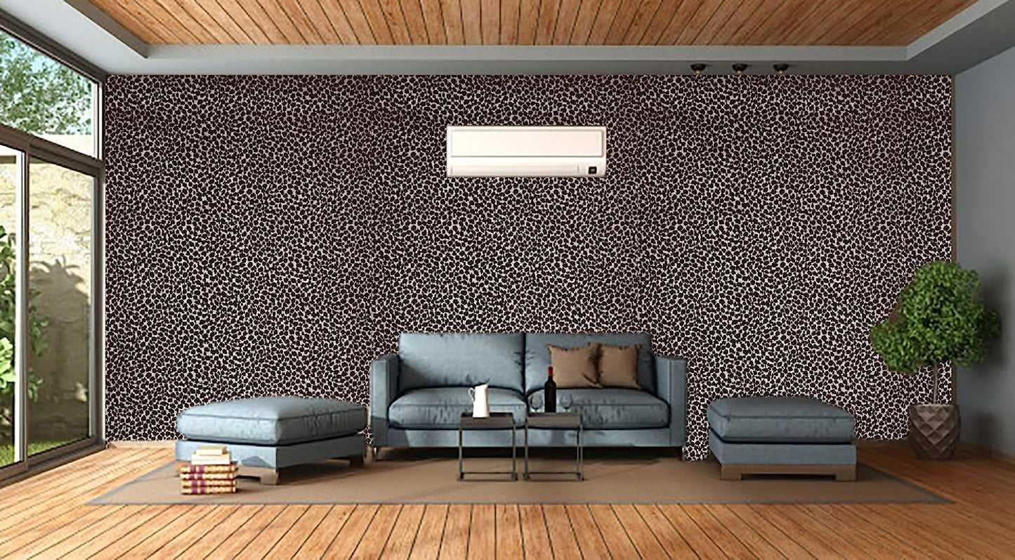3D Latest Leopard Print Design Brown Wallpaper Roll for Home Walls Large 57 Sq Ft (0.53m or 33 Feet)
