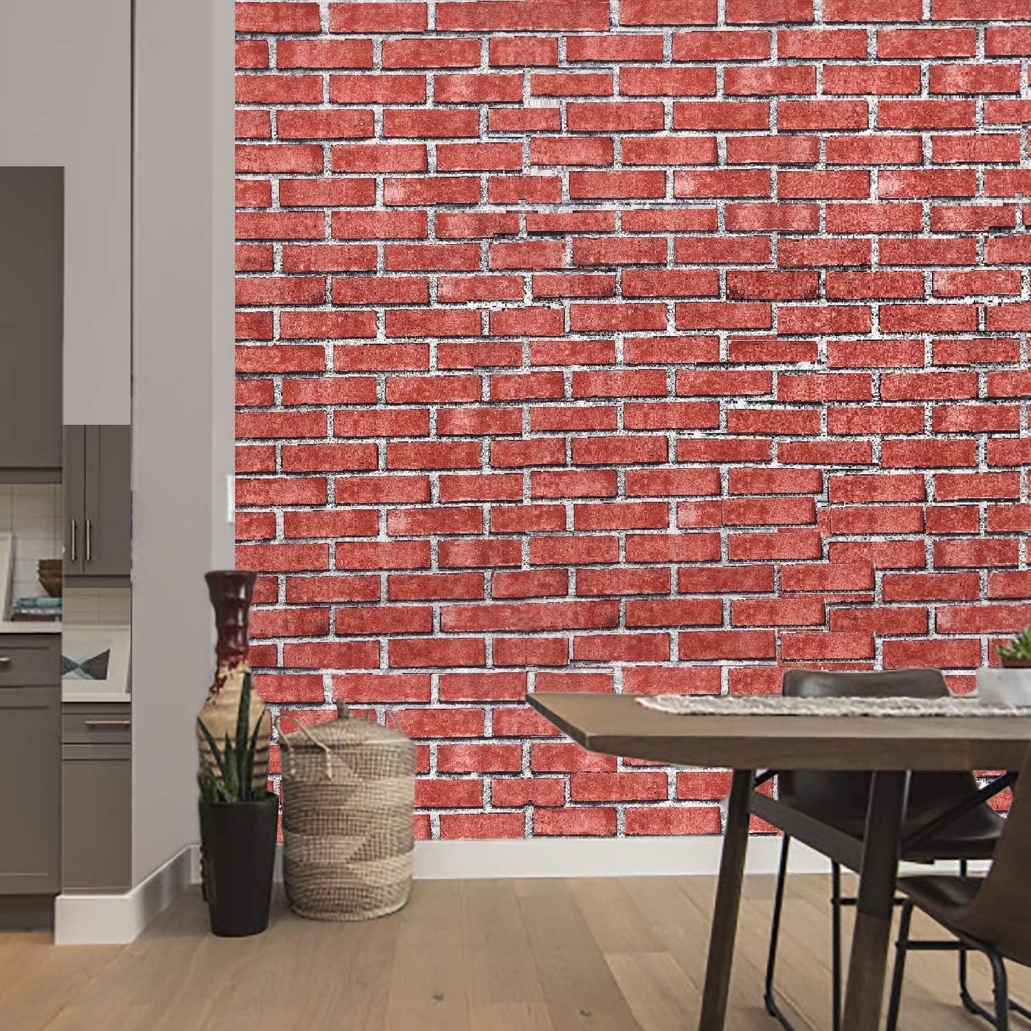 3D Latest Brick Design Red Wallpaper Roll for Home Walls 57 Sq Ft (0.53m or 21 Inches x 10m or 33 Feet)