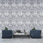 3D Latest European Floral Design White & Black Wallpaper Roll for Home Walls 57 Sq Ft (0.53m or 21 Inches x 10m or 33 Feet)
