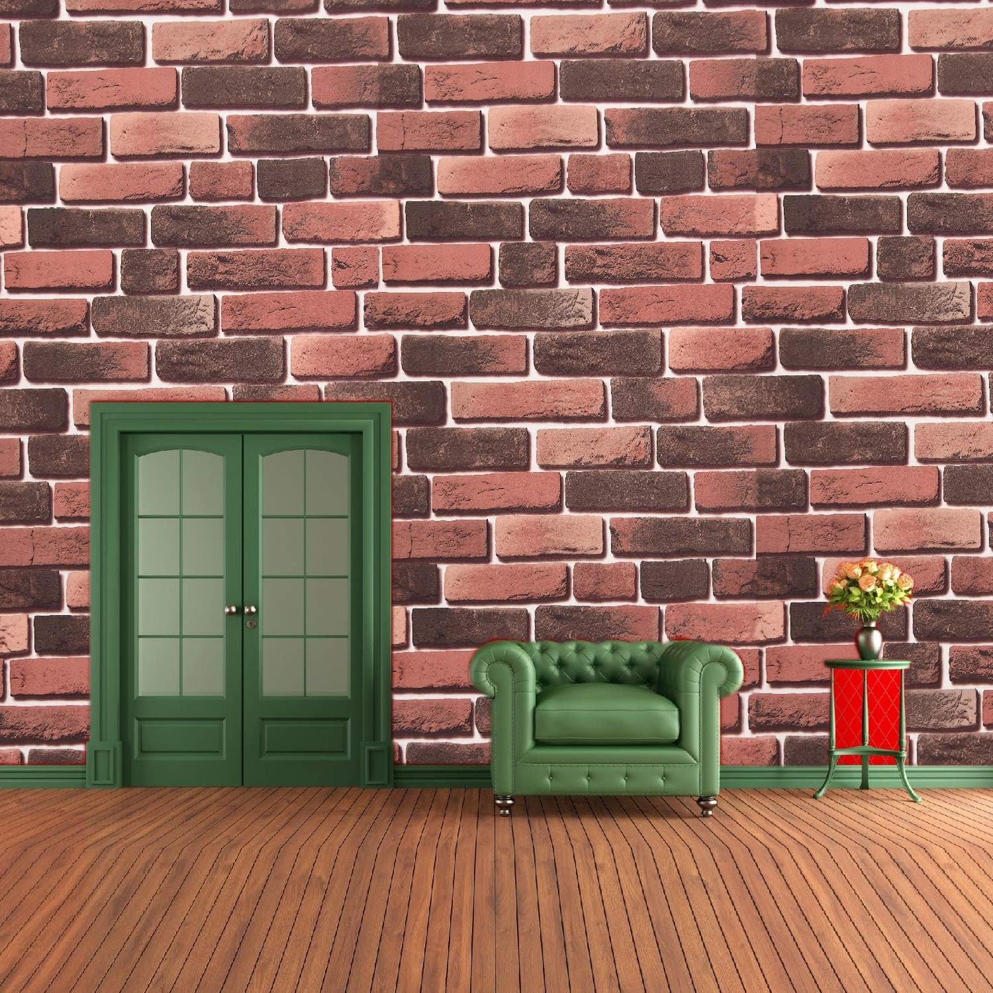 3D Latest Brick Design Brown & Red Wallpaper Roll for Home Walls 57 Sq Ft (0.53m or 21 Inches x 10m or 33 Feet)