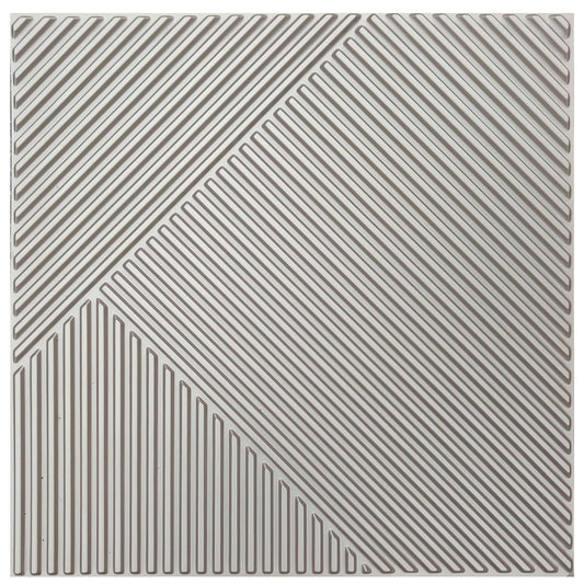 Kayra Decor 3D Self Adhesive Wall Panel -Mega Greige Stripe Design - (Size 50 x 50 CM)