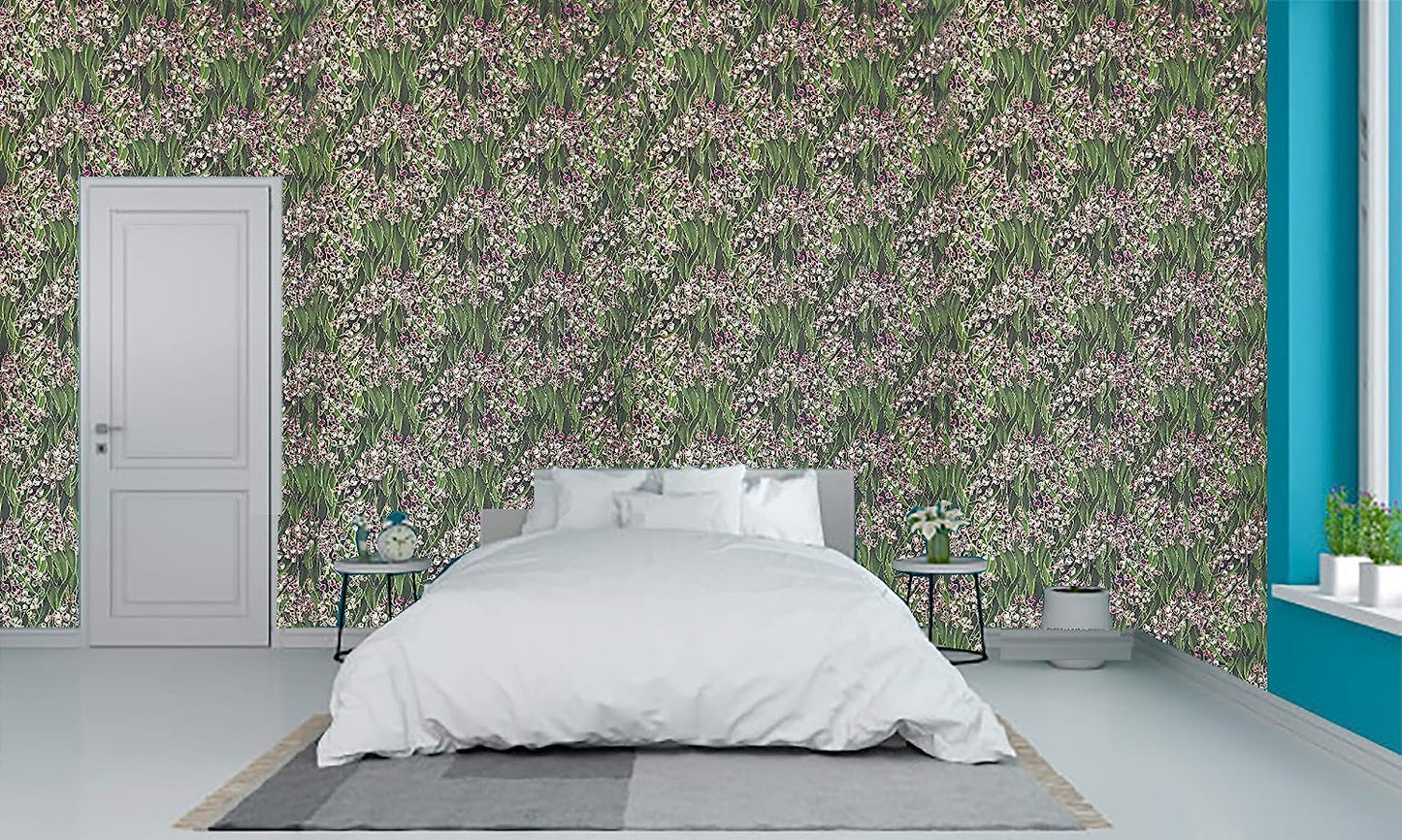 3D Latest Floral Design Green Wallpaper Roll for Home Walls 57 Sq Ft (0.53m  or 33 Feet)