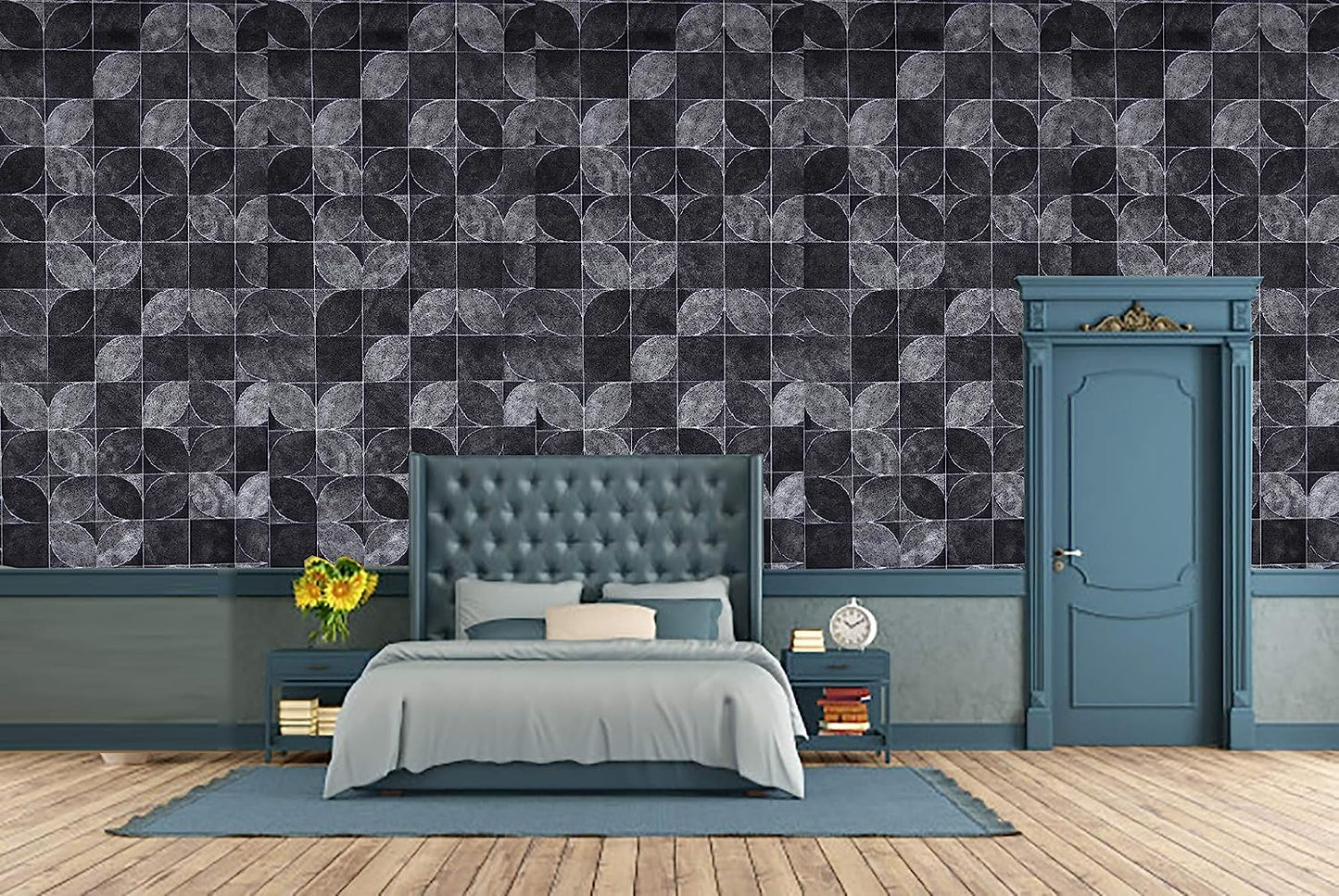 3D Latest American Leather Design Grey & Black Wallpaper Roll for Home Walls 57 Sq Ft (0.53m or 21 Inches x 10m or 33 Feet)