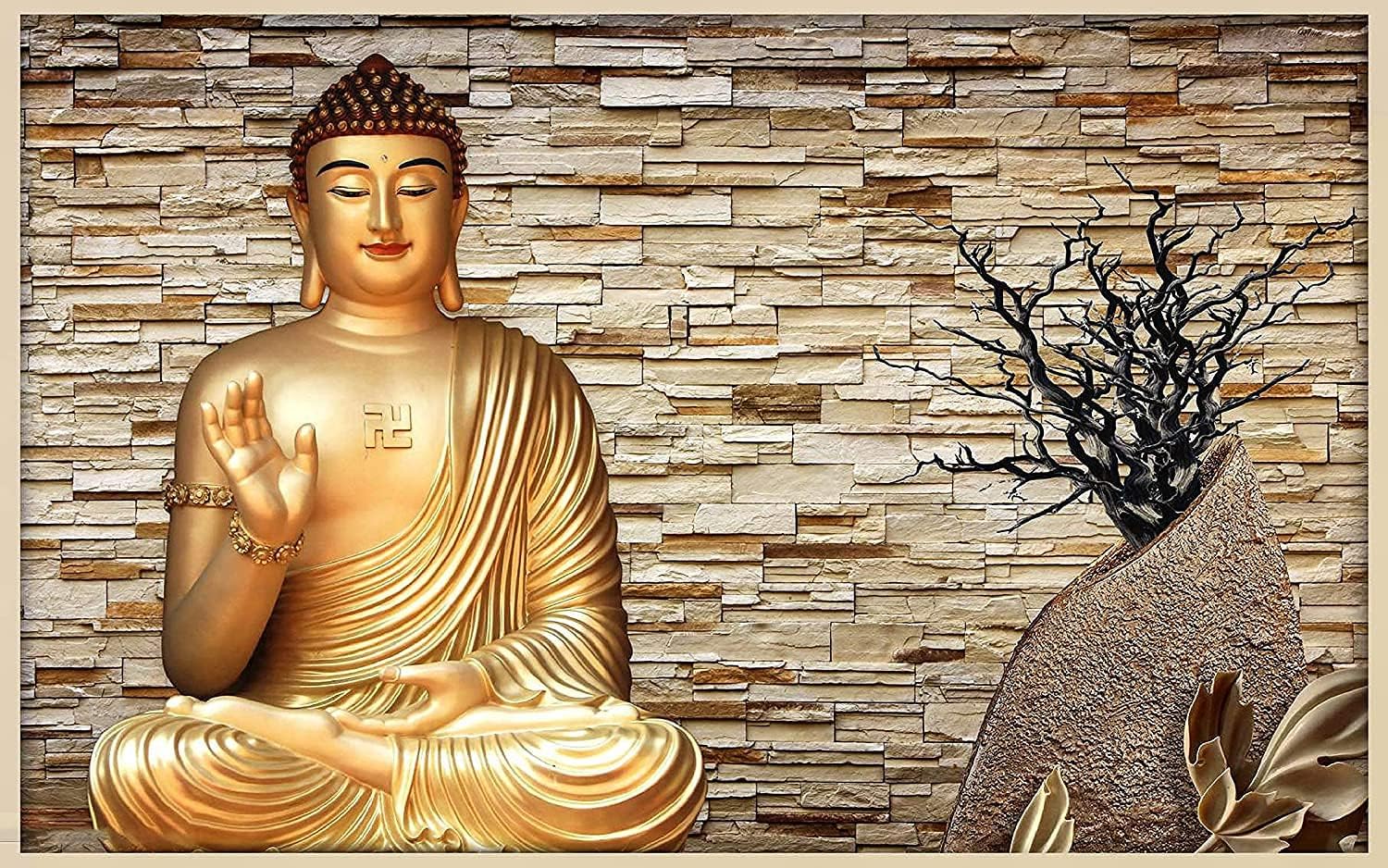 Peaceful buddha three Piece MDF Painting Paper Print - Religious posters in  India - Buy art, film, design, movie, music, nature and educational  paintings/wallpapers at Flipkart.com