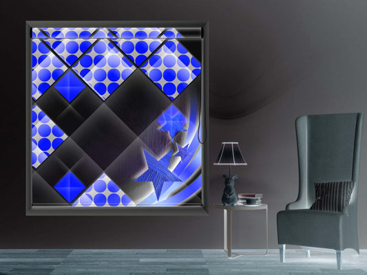 Blackout Roller Blinds for Window -Geometrics Blue Design