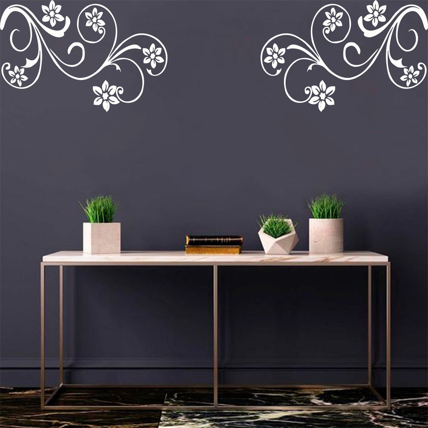 Swirl Flower Wall Design Stencil (KHS375)