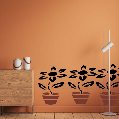 Decorative floral wall stencil for home interiors
