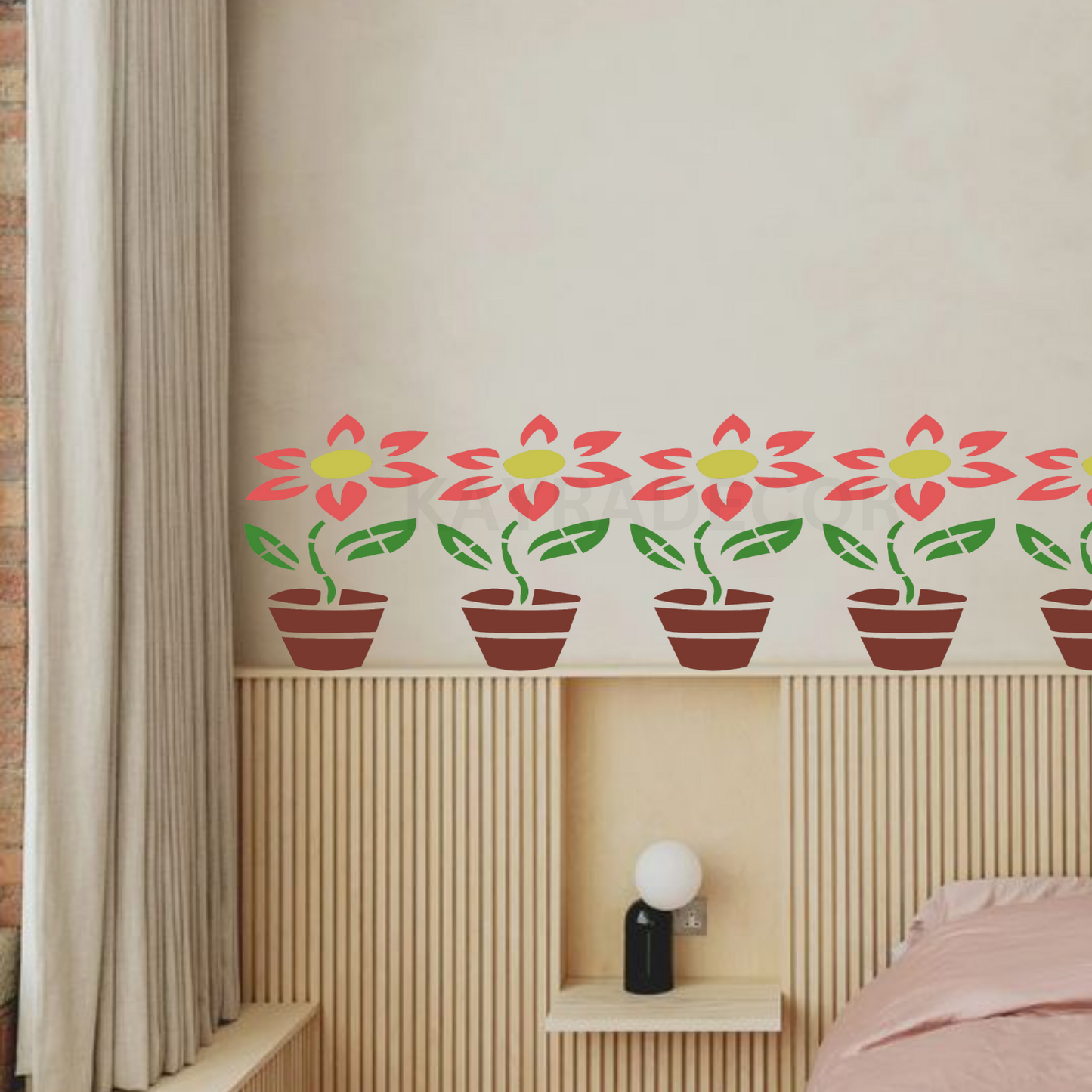 Flower Pot Wall Design Stencil (KHSNT021)