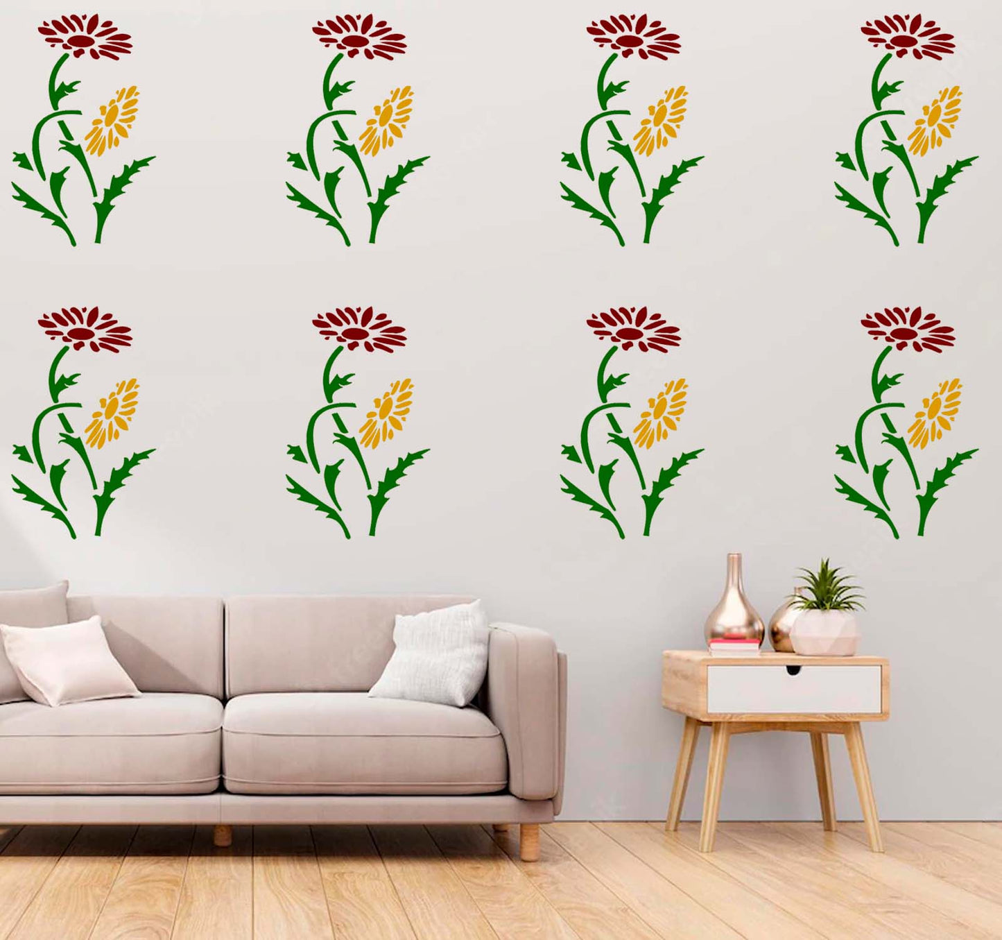 Sunflower Wall Design Stencil (KHSNT033)
