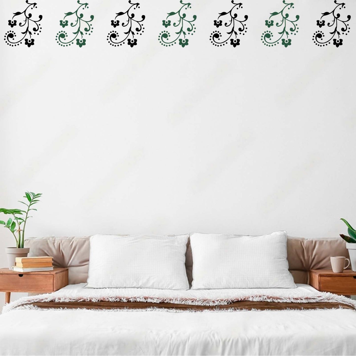 Swirl Floral Wall Design Stencil (KHSNT167)