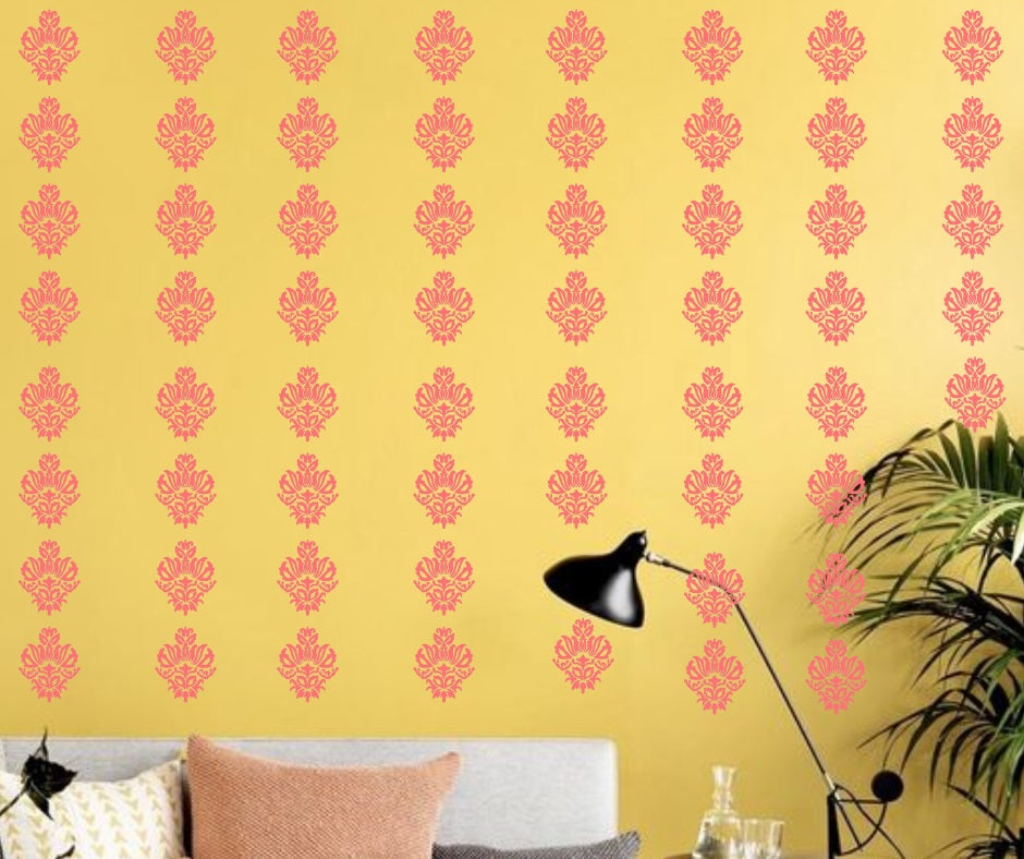 Swirl Floral Wall Design Stencil (KHSNT003)