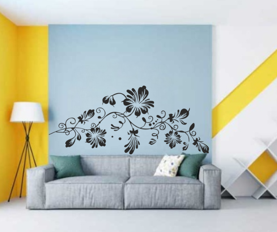 Fresh Flowers Wall Design Stencil (KHSNT371)
