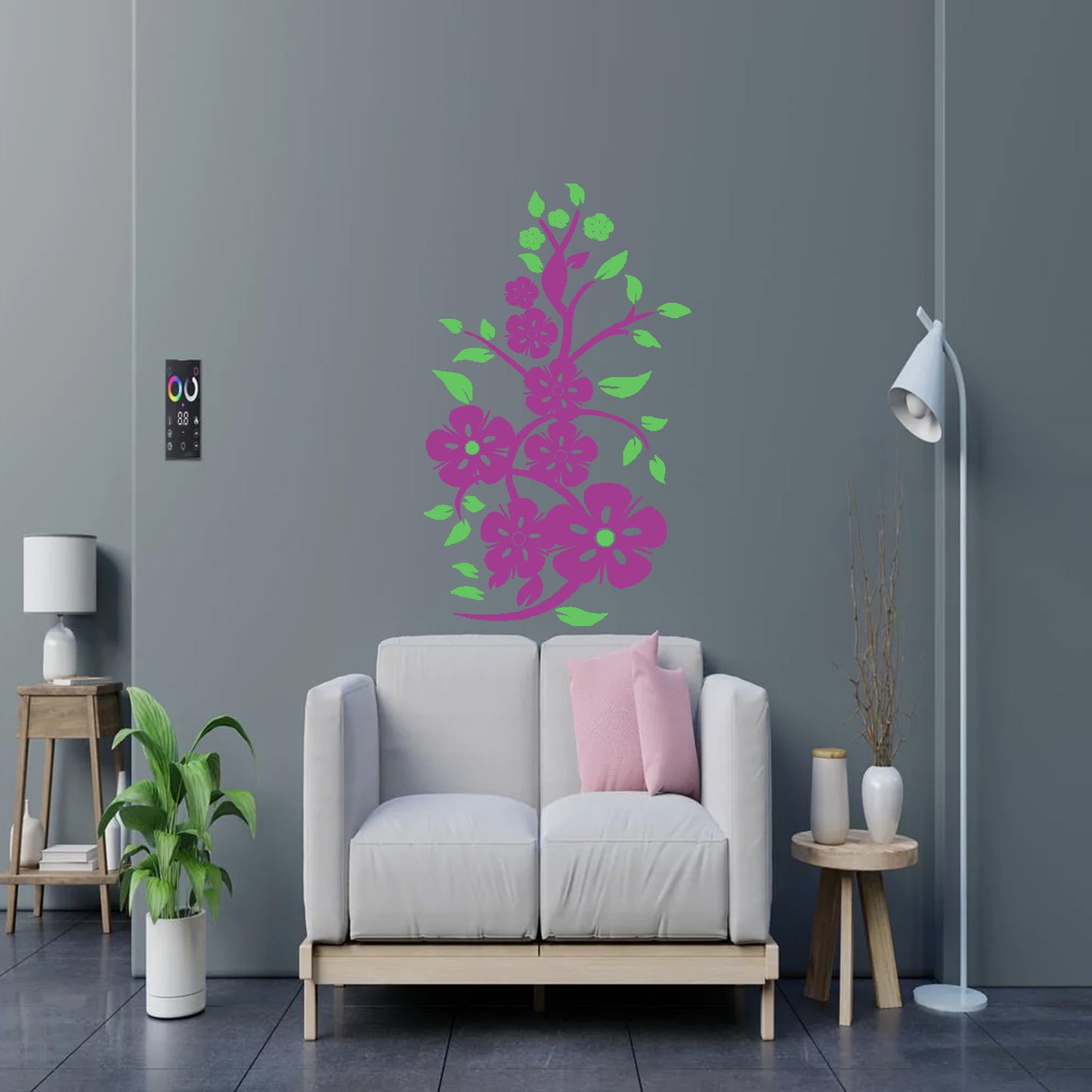 Large Size Shining Flowers Wall Design Stencil (KHSNT388)