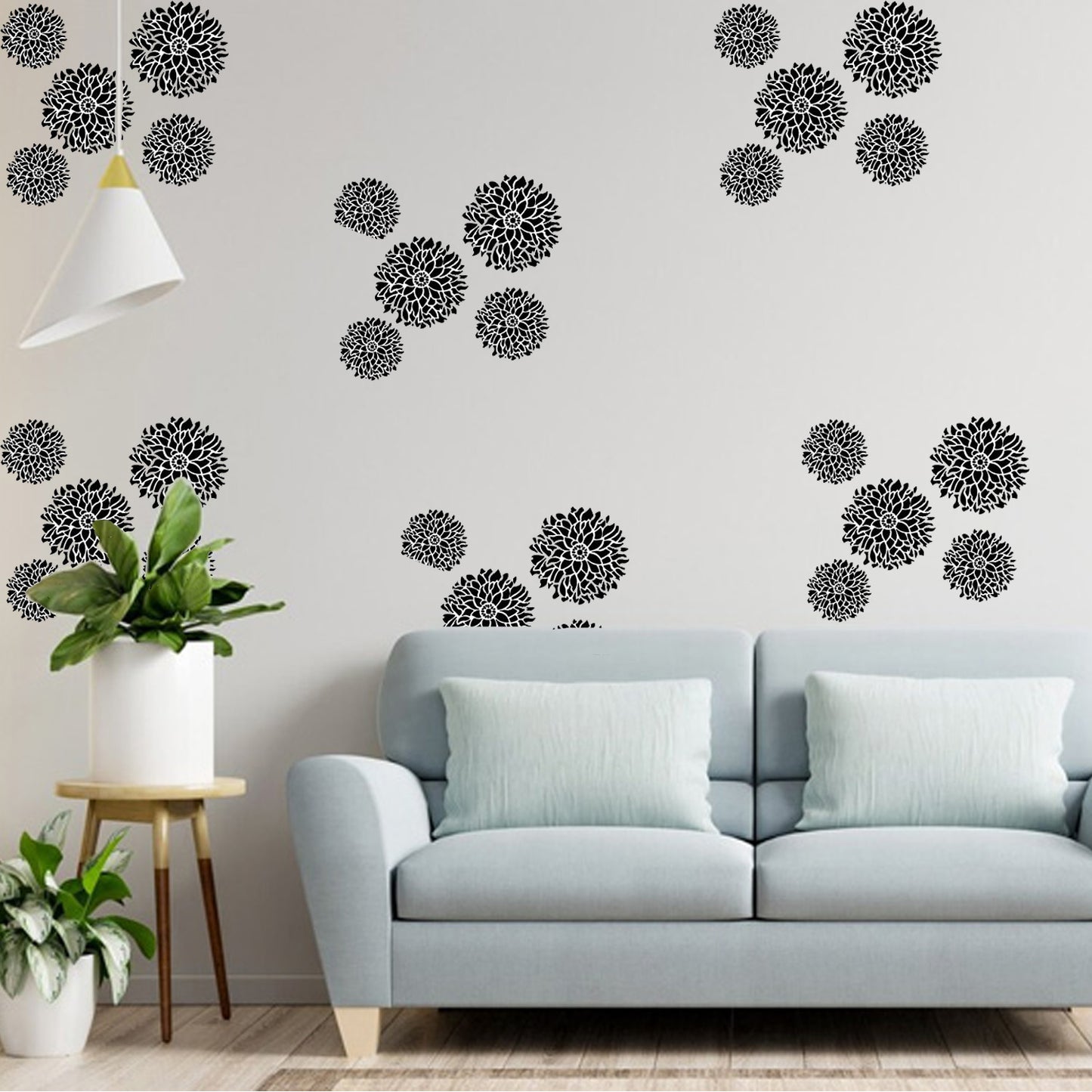 Large Size Shining Sunflower Wall Design Stencil (KHSNT437)