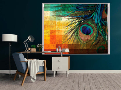 Printed Blackout Roller Blinds for Window - Peacock Feather