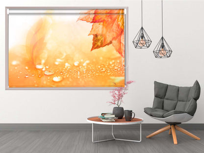 Printed Blackout Roller Blinds for Window - Red Maple Leaf Design
