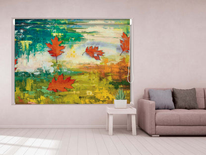 Blackout Roller Blinds for Window Autumn leaves art