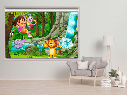 Printed Blackout Roller Blinds for Windows- dora Buji Cartoon Characters