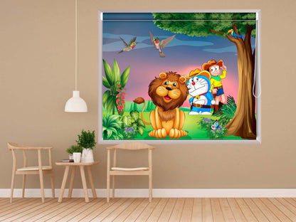 Printed Blackout Roller Blinds for Windows- Doraemon Cartoon Character