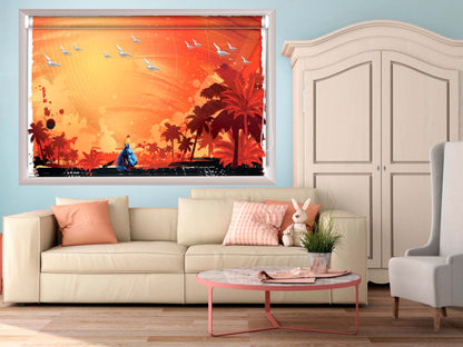 Printed Blackout Roller Blinds for Window Nature View