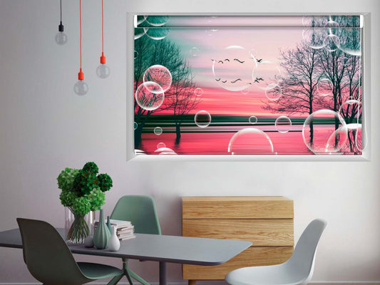Blackout Roller Blinds for Window Bubble With Nature Design