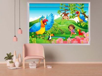 Printed Blackout Roller Blinds for Windows- Dora Cartoon Character