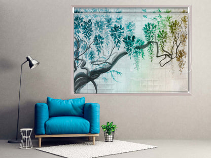 Printed Blackout Roller Blinds for Window Trees Oil Paintings Colorful